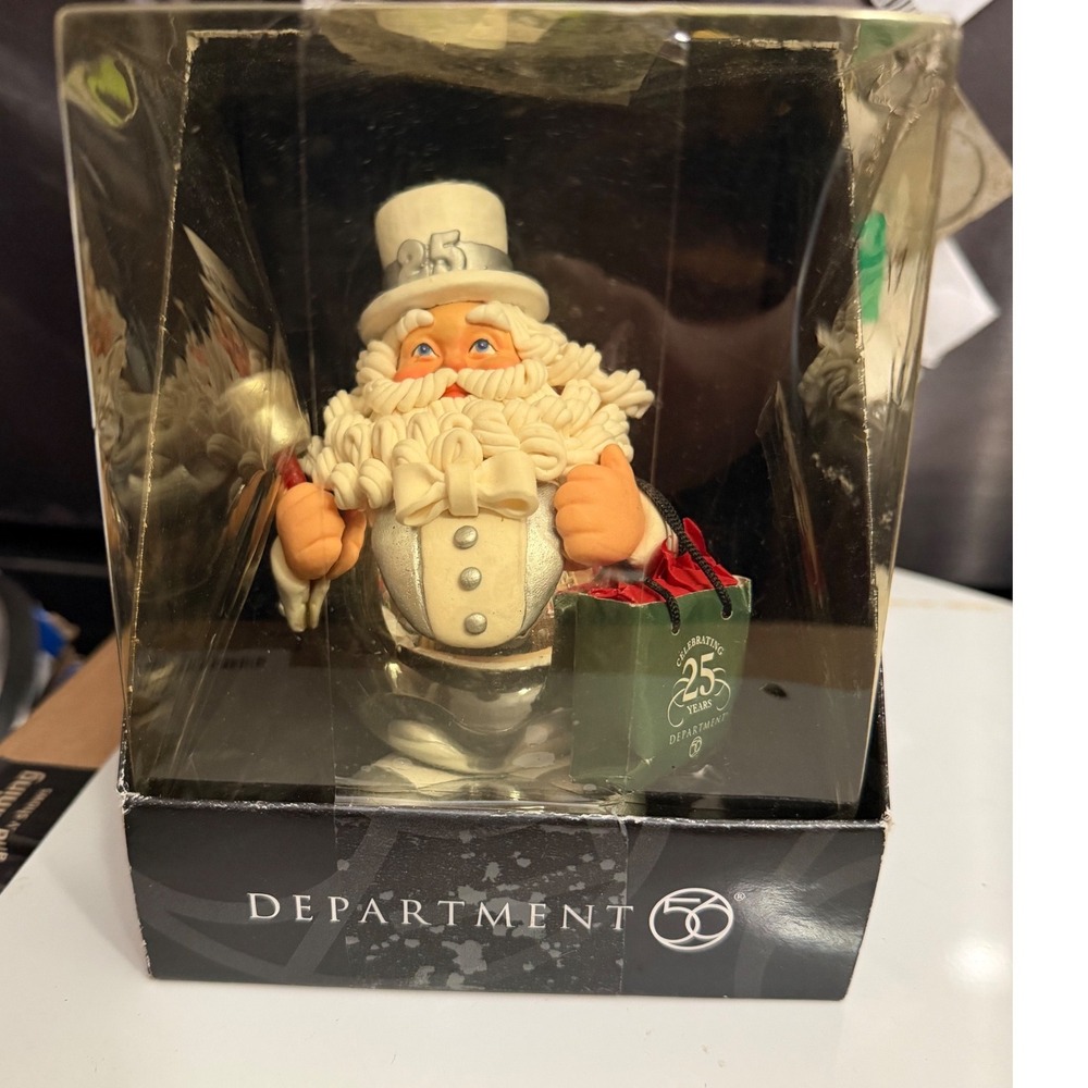 Department 56 25th Anniversary Santa Ornament‎ Silver 56.05740 NIN Y2K 2000